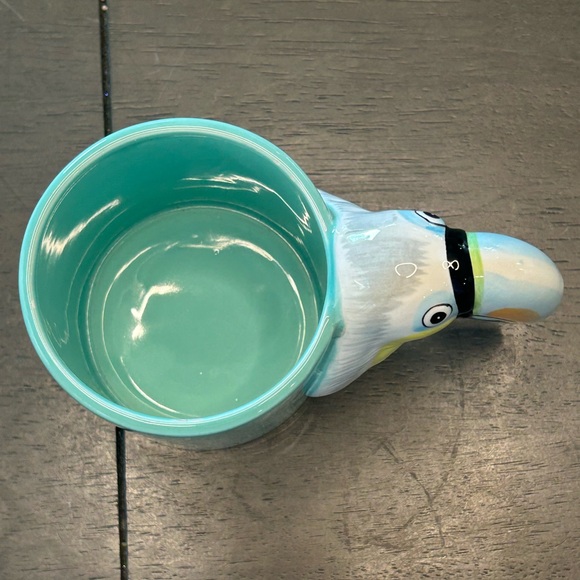 VTN 90s Aqua tropical Toucan bird mug beak  as handle retro maximalist kitschy - Picture 5 of 6